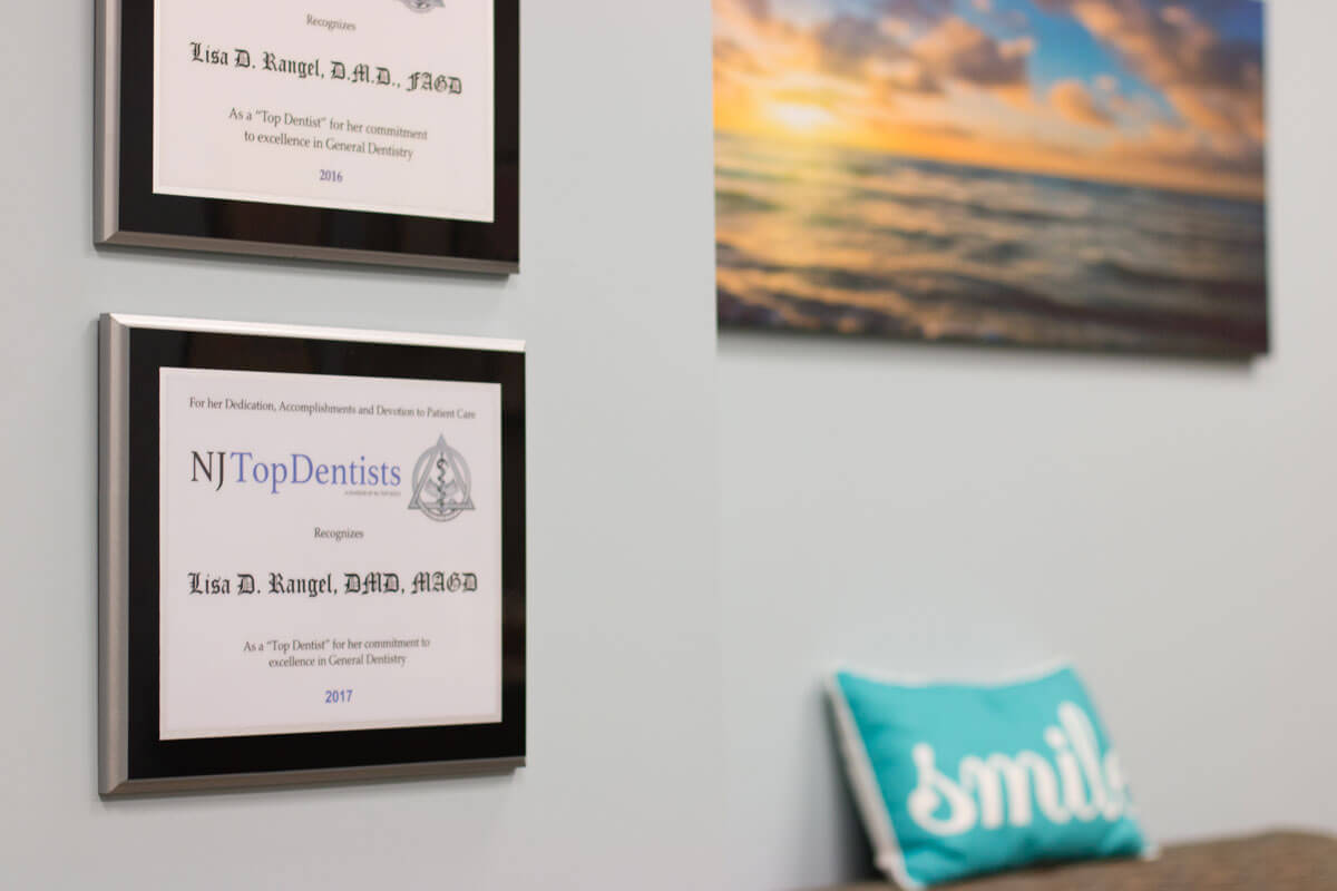 Awards hanging in Randel Dental office