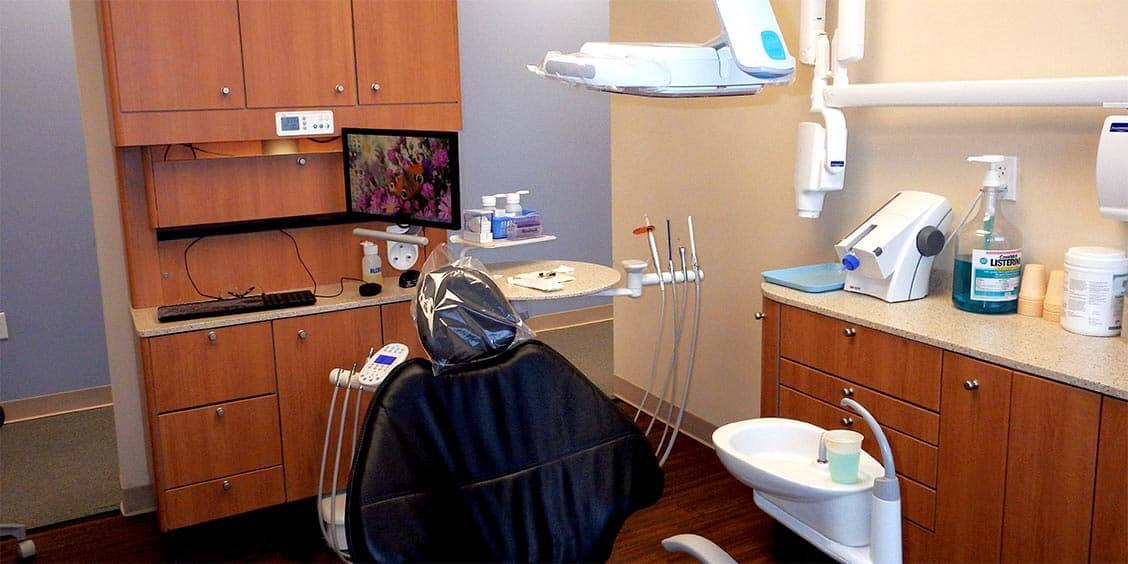 Dental examination room and chair