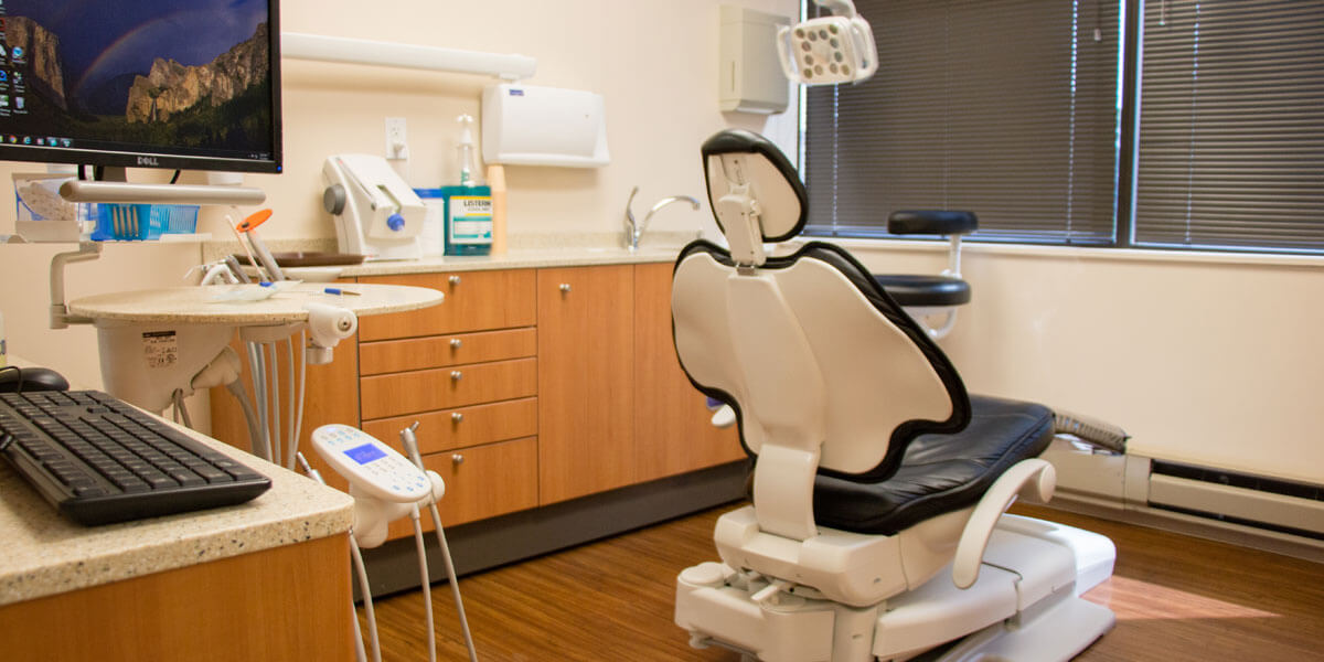 Dental examination room and chair